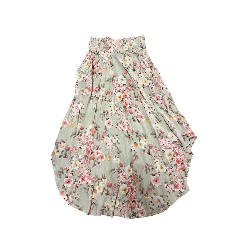 Floral Pleated Midi Skirt - Sage Green - Picture 2 of 5
